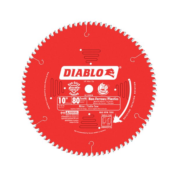 Diablo 10 In Dia X 5 8 Carbide Saw Blade 80 Teeth 1 Pk Com Carbide Saw Blade 80 Teeth, Diablo 10in Table Saw Blade