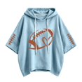 thumbnail image 5 of Oversized Football Sweatshirts for Women 3/4 Sleeve Hoodie Sweatshirts Trendy Fleece Graphic Hoodie Y2K Pullover Sweater Soft Game Day Mom Shirts Daily Travel Outfits, Sky Blue XL, 5 of 5