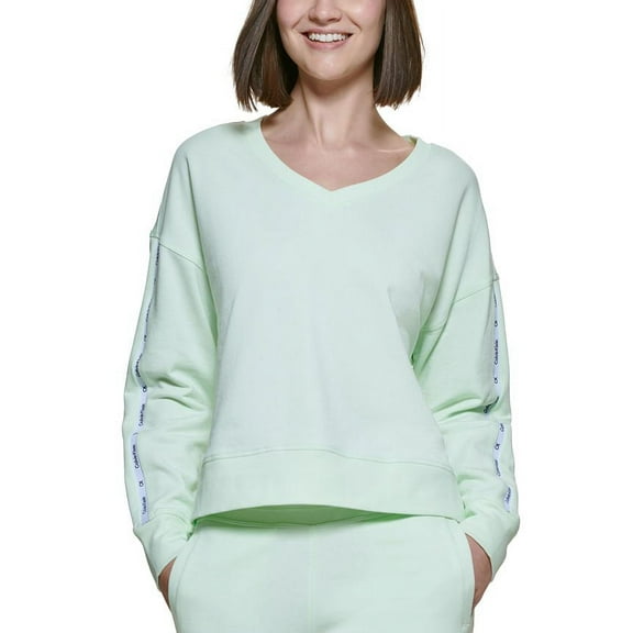 Calvin Klein Performance Womens V Neck High Low Sweatshirt Refresh L