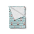 thumbnail image 2 of Anchor Soft Flannel Fleece Throw Blanket, Pastel Stripes Background with Monochrome Anchor Silhouettes Naval, Cozy Plush for Indoor and Outdoor Use, 50" x 70", Vermilion Turquoise, by Ambesonne, 2 of 6