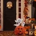 thumbnail image 2 of Northlight LED Lighted Jack-O-Lantern and Ghosts Halloween Decoration - 27.5" - Clear Lights, 2 of 6