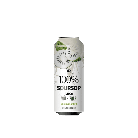 100% Soursop Juice with Pulp - (16.6 Oz each - Pack of 6) No Sugar Added, Real Guanabana Soursop Graviola Drink, Fresh, Natural, Not from Concentrate (NFC)