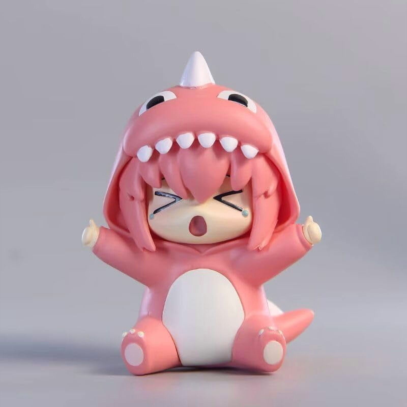 Newly Bocchi Figure Sitting Q Version Dinosaur sleepwear Bocchi Anime Figures 20cm/7.9inch Anime Character Decor Statue Model Desktop Ornament Gifts (Pink)