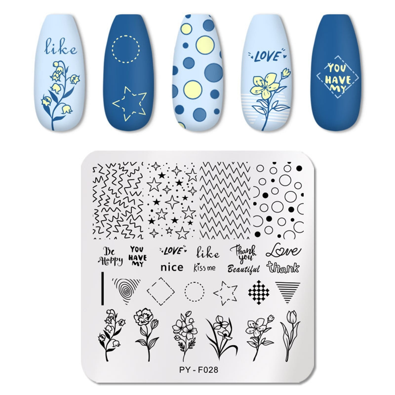 NIUREDLTD Different Styles Stencil Nail Art Stickers Design Cute Flower