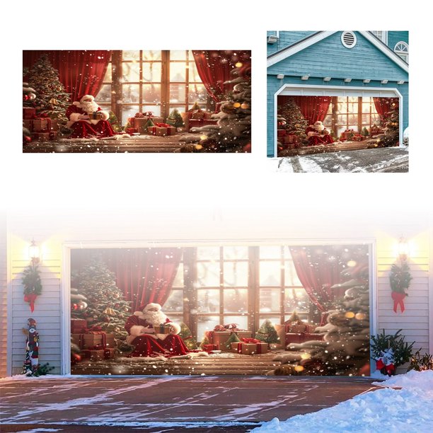 Feliz Navidad, Navidad, Fondo De Navidad, Fiesta De Navidad, Fotografía De Papá Noel, Fondo De Puerta De Garaje De Navidad, Decoración De Fiesta, 7 * 16 Pies.