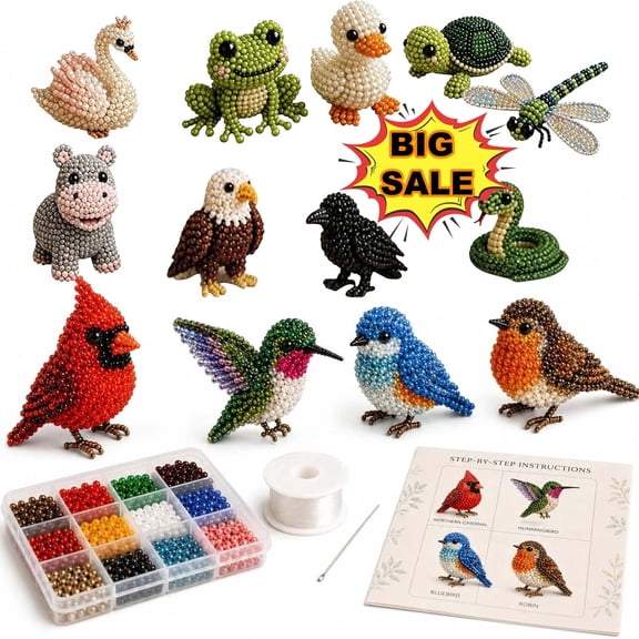 3D Beaded Animal Kit, DIY Bead Craft Set for Adults, 3D Beaded Pond Friends Making Kit