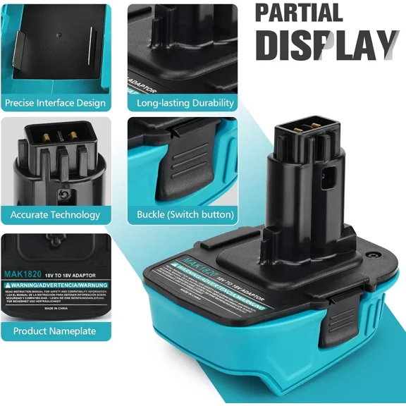 Battery Adapter for Makita 18V Li-Ion Battery Convert To for Dewalt Ni-Cd Ni-Mh