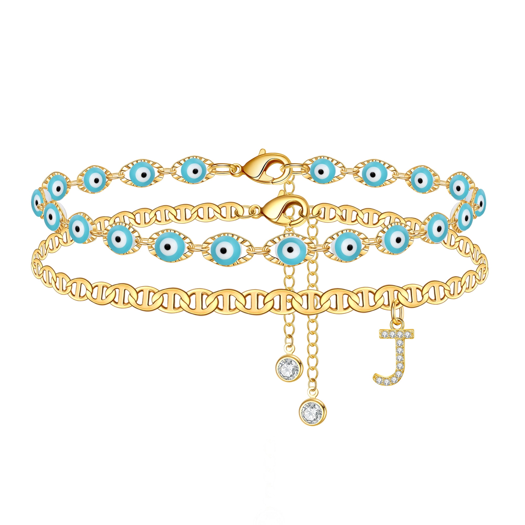 Gold evil eye shop ankle bracelet