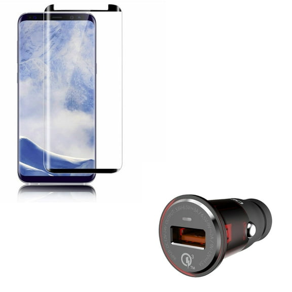 Compatible With Samsung Galaxy S9 - Anti-Glare Tempered Glass Screen Protector Matte w Adaptive Fast 24W USB Car Charger
