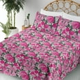 thumbnail image 3 of Ambesonne Floral Design Fitted & Flat Sheet with Sham 3 Pcs Set, Springtime Hibiscus, Twin, Pastel Pink Hot Pink, 3 of 5