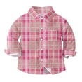 thumbnail image 6 of Toddler Boys Girls Plaid Shirts Back to School Long Sleeve Button Down Shirt Dressy Fall Spring Casual Going Out Tops, Hot Pink, 2 Years, 6 of 6