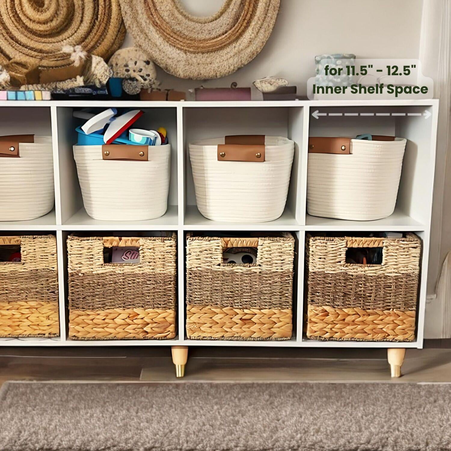 Wicker Storage Basket, Natural Wicker Cube Storage Bin, Hyacinth Cube Storage Baskets, Wicker Baskets, Rattan Woven Baskets, Cube Storage Baskets 11 x 11, Wicker Baskets for Organizing