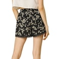 thumbnail image 6 of REFINED ATTIRE Juniors Floral Printed Lace Trim Elastic Waist Shorts, 6 of 7