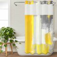 thumbnail image 3 of Yellow Grey No Hook Shower Curtain Waterproof, Bathroom Curtains with Snap in Liners and See Through Top Window, Abstract Oil Painted Geometric Modern Hotel Style Bathtub Curtains Shower 36"Wx78"L, 3 of 8