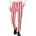 thumbnail image 2 of Telankuip Striped Dress Pants for Mens Straight Leg Color Block Stretch Tight Business Casual Trousers Lightweight Comfort Trendy Work Pant with Pockets for Daily Wear Light Red XL, 2 of 3