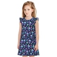 thumbnail image 1 of Balery Skull purple flower Camisón de princesa para niñas, pijama de algodón con mangas abullonadas, suave y bonito.-XX-Large, 1 of 6