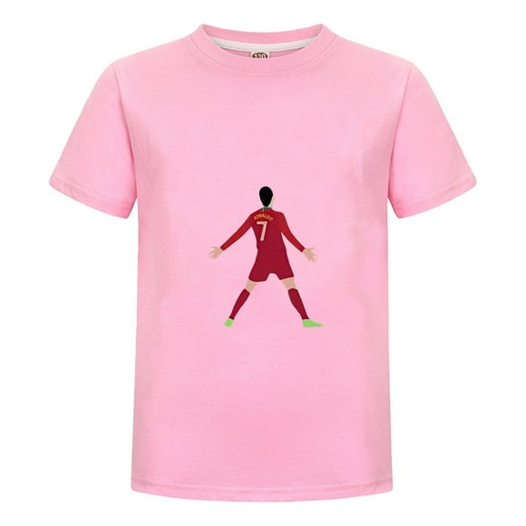 Playera CR7 Niño con Número 7 y Celebración Camiseta de Algodón para Verano