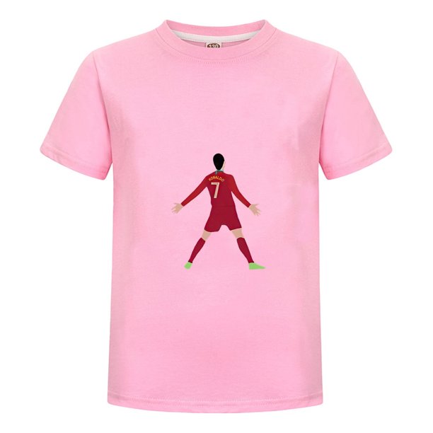 Playera CR7 Niño con Número 7 y Celebración Camiseta de Algodón para Verano