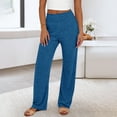 thumbnail image 3 of Dvprdro ‌Womens Lounge Pants Stretchy Ribbed Waistband Cozy Knitted Long Sleepwear Soft Comfortable Flowy Wide Leg Elastic Waist Long Pajama Bottoms‌ Blue S, 3 of 5