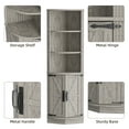 thumbnail image 5 of HARIPUL Corner Cabinet, 5-Tier Farmhouse Corner Storage Cabinet w/ Doors, 63”Tall Corner Cabinet for Small Space, Wooden Corner Cabinet Organizer for Bathroom, Kitchen, Living Room, Gray, 5 of 7