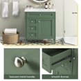 thumbnail image 6 of 30" Modern Solid Wood Bathroom Vanity with Ceramic Sink Combo, 2 Soft-Close Drawers & Tip-Out Tray, Freestanding Space-Saving Storage Cabinet, Waterproof Design, Green Finish, 6 of 7