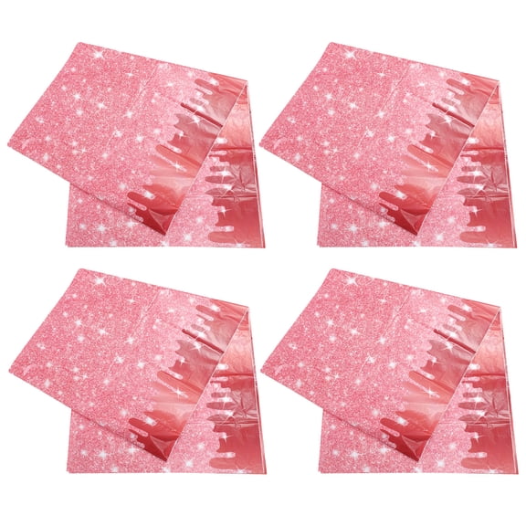 OULII 4Pcs Wedding Joyous Decoration Tablecloth Shining Rectangular Party Table Cover Multi Color