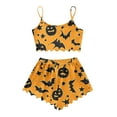 thumbnail image 5 of Tnhcen Women's Halloween Skeleton Print Cami Short Pajama Set Loungewear Sleepwear Comfortable Vacation Outfit S-2XL Orange, 5 of 6