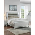 thumbnail image 2 of Glam 6pc Queen Size LED Panel Bed Set Silver Faux Leather Dresser Chest Master Bedroom Furniture, 2 of 9