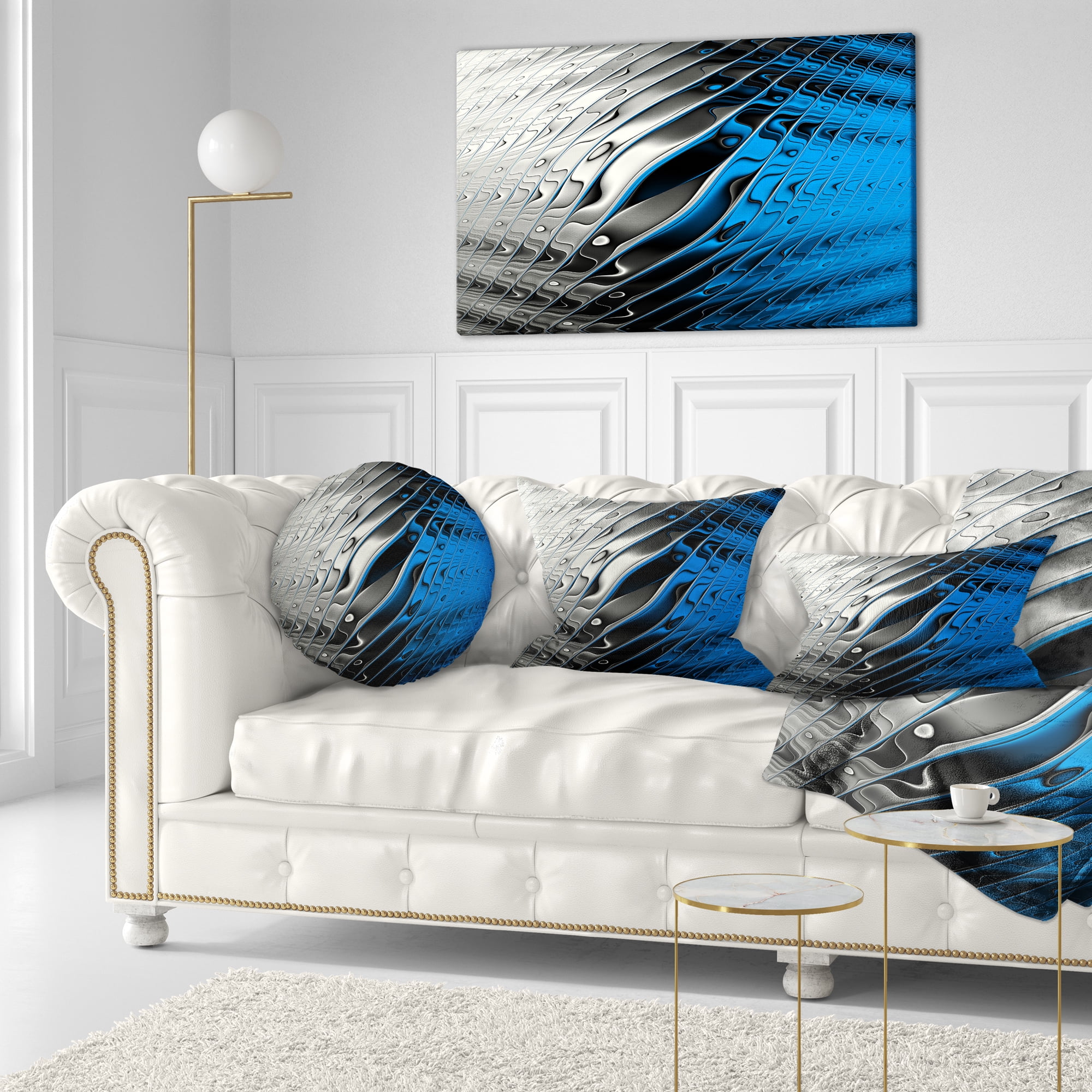 Designart Yellow Fractal Art Wave Design - Abstract Throw Pillow - 12x20