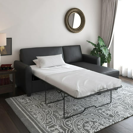 Dhp Noah Sectional Sofa Bed With, Dhp Noah Sectional Sofa Bed With Storage Twin Black Faux Leather