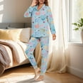 thumbnail image 3 of DISNIMO Starfish Shell Printed Womens Pajama Sets 2 Piece Pjs Button Down Sleepwear Long Sleeve Lounge Set with Pockets Fashion Soft Nightwear with Long Pants, 3 of 7