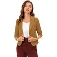 thumbnail image 1 of INSPIRE CHIC Chaqueta abierta de la chaqueta del traje de la cosecha del trabajo de la oficina del frente de las mujeres Caqui oscuro-Sólido XL, 1 of 6