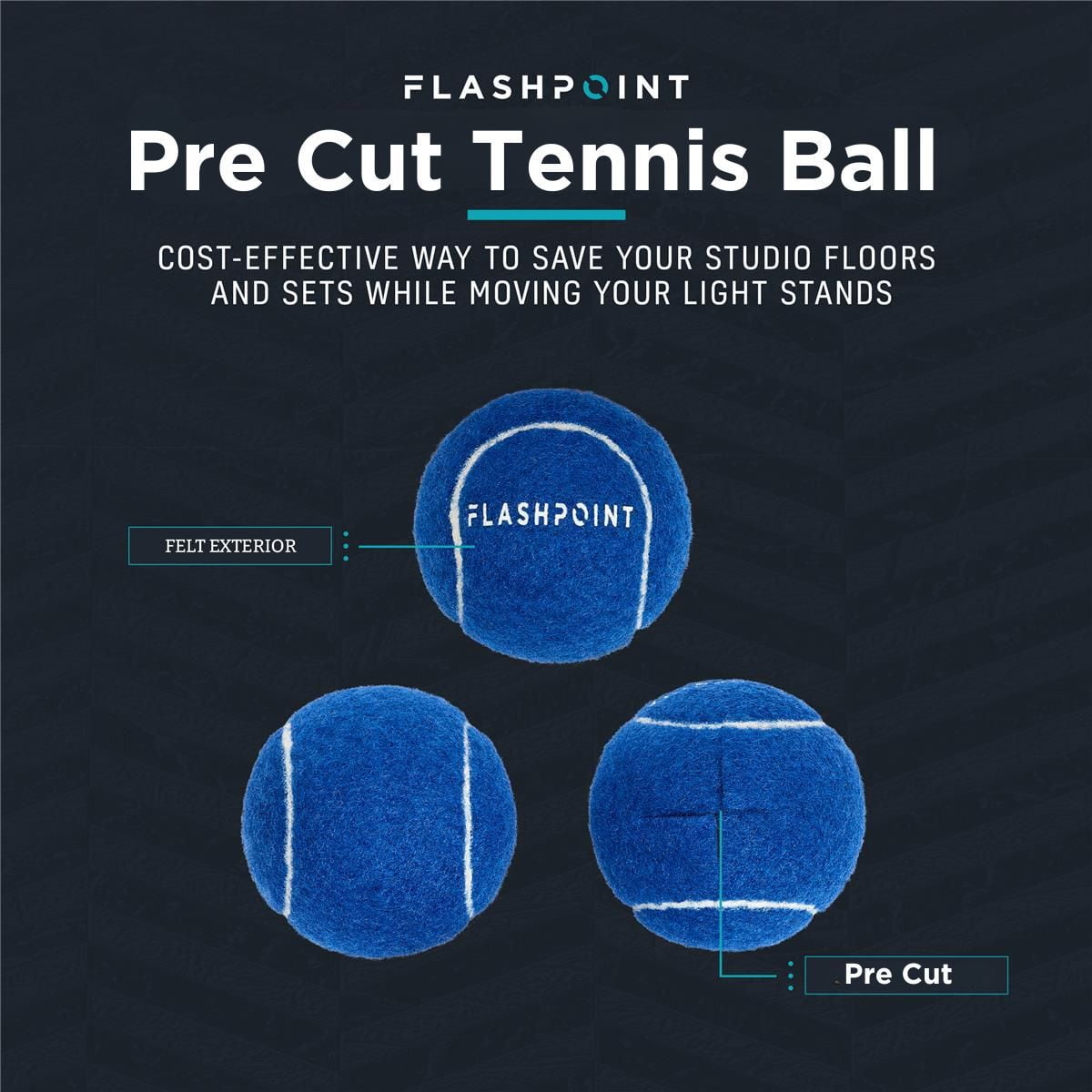 Flashpoint Pre Cut Tennis Ball for Light Stands (3-Pack)