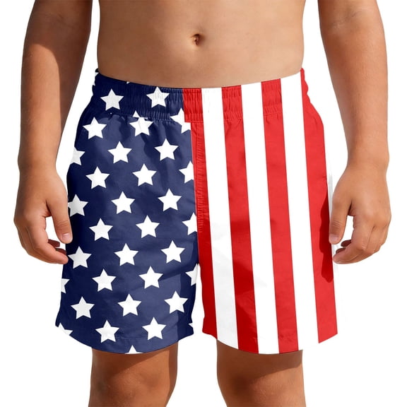 Boys Patriotic Kids Beach Shorts Print Summer Swim Trunks Lightweight Shorts Clothes