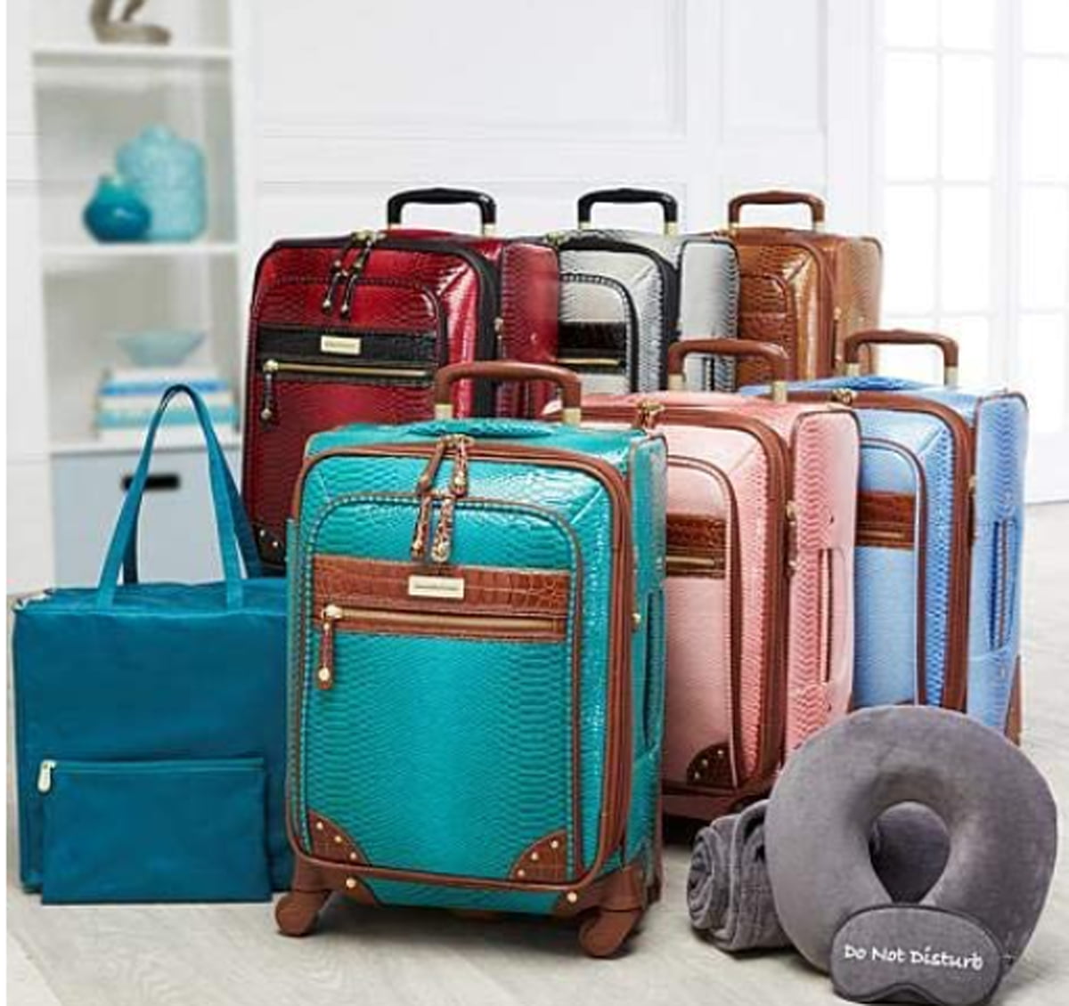 Samantha Brown Croco Embossed Luggage 4-piece Set