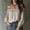 Khaki, variant on Shirts for Women Off Shoulder Puff Long Sleeve Drawstring Ruched Shirt Fall Winter Casual Solid Loose Comfy Pullover Top