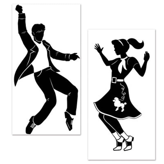 Club Pack of 24 Black and White Dancers Wall Decor 63"