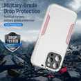 thumbnail image 6 of Allytechgroup Rugged Case for Apple iPhone 16 Pro, Hybrid TPU PC Back Cover Drop Proof Anti-Scratch Bumper Camera Lens Protective Phone Case Cover for Apple iPhone 16 Pro, White+Pink, 6 of 6