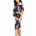thumbnail image 6 of Taqqpue Ruffle Off Shoulder Fitted Maternity Dress Floral Printed Ruched Side Bodycon Dress Formal Pregnancy Dress for Baby Shower Photography, 6 of 6
