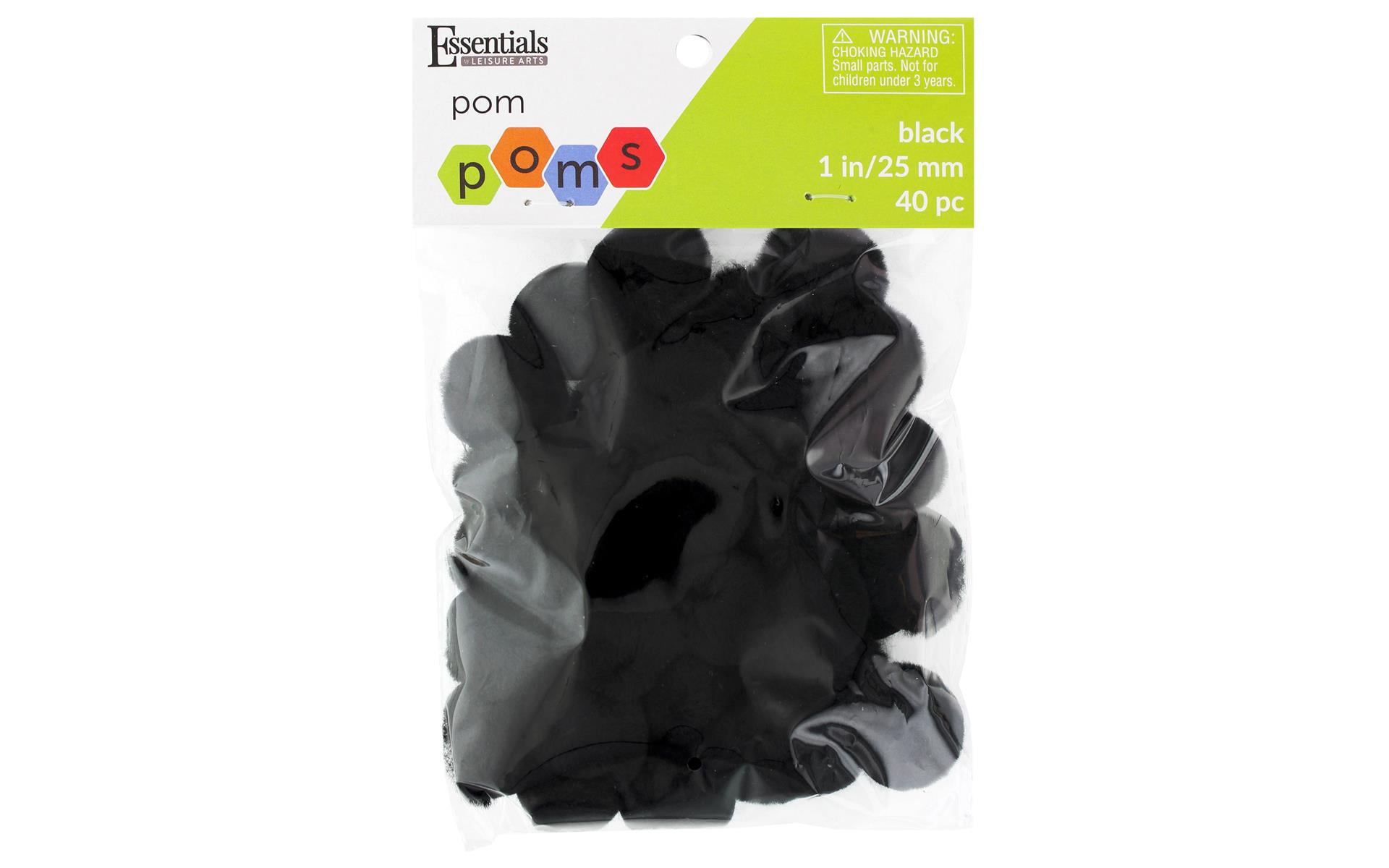 Essentials By Leisure Pom Pom 1' Black 40pc