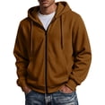 thumbnail image 3 of UDAUDU Mens Zip Up Hoodie Long Sleeve Solid Sweatshirts Fleece Casual Vintage Hooded Athletic Full Zip Jacket with Pockets M, 3 of 8