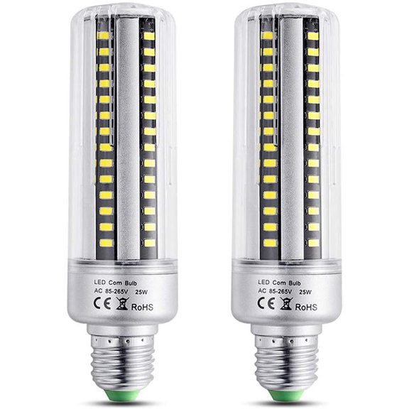 Bombilla LED E27 de 25 W, blanco cálido 3000 K, 2500 LM, alta luminosidad, equivalente a una bombilla halógena de 200 W, no regulable, bombilla LED tipo maíz E27 para techo, paquete de 2 [Clase energé