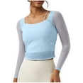 thumbnail image 2 of PiGOGI Women's Summer Long Sleeve Round Neck Comfortable Tank Top - Casual Stretchy Blouse for Everyday Wear Sky Blue XL, 2 of 5