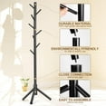 thumbnail image 2 of Superior Hub 2PCS Solid Wooden Coat Rack Freestanding, New Zealand Pine Coat Tree with 8 Hooks&3 Adjustable Sizes for Coats,Hats,Handbags and Scarves,Space Saving for Entryway/Office/Bedroom (Black), 2 of 14
