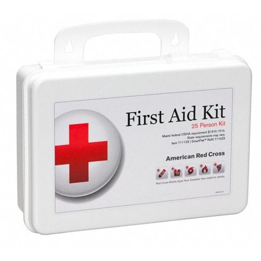 First Aid Kit and Housing, Plastic 107 Components, 25 People Served 711123