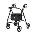 thumbnail image 1 of Andador con ruedas Medline de acero para adultos con movilidad reducida, color negro, capacidad de peso de 136 kg, ruedas de 20 cm, plegable, asas ajustables, ideal para personas mayores., 1 of 5
