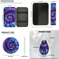 thumbnail image 7 of Pzuqiu Fashion Tie-dye Automobile Interior Sets Car Front Rear Seat Cover Steering Wheel Seat Belt Headrest Center Console Cushion Pad Keychain Coaster 14 Pcs Full Set Covers Fit Most Vehicles, 7 of 7