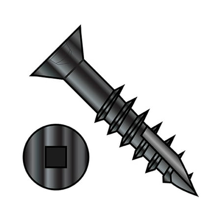 

8-11X3 1/2 Flat Head Nibbed Square Recess Deep Thread Wood Screw Type 17 2/3 Thread Black Oxide (Pack Qty 1 500) BC-0856DQF17DB