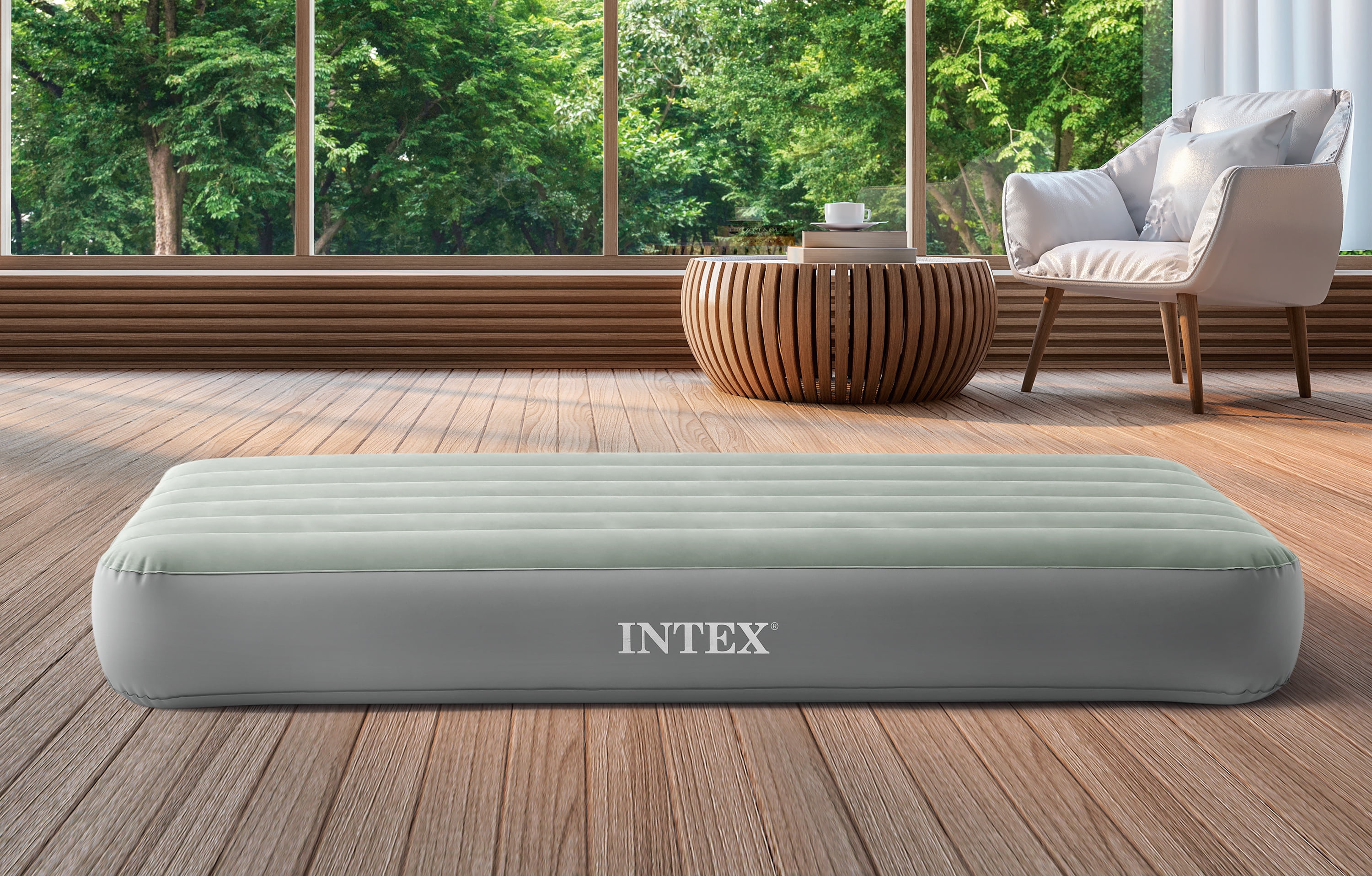 Intex 10" Twin Standard Dura-Beam Airbed Mattress with Built in Pump