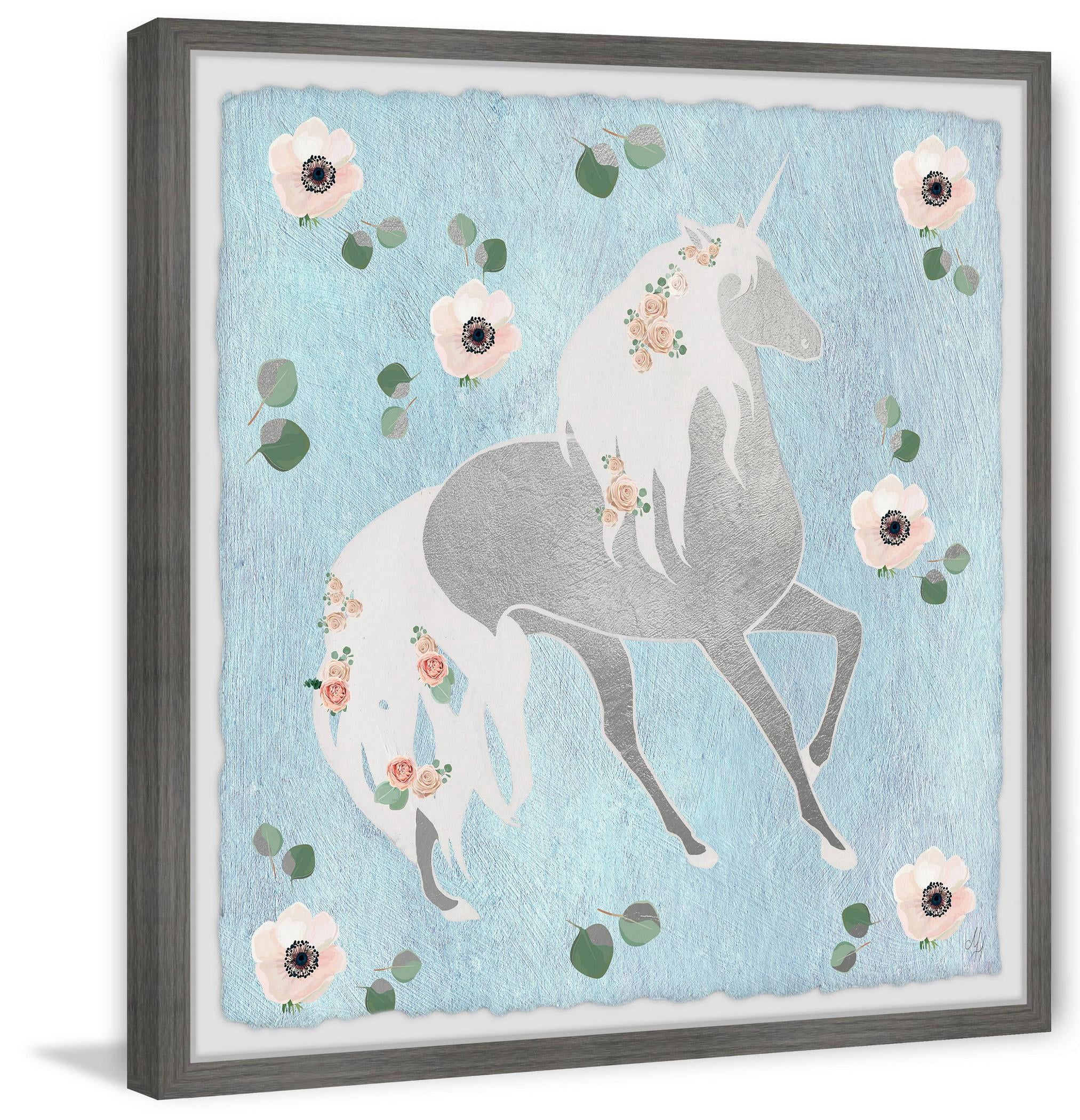 Marmont Hill Floral Unicorn Shadow Framed Wall Art
